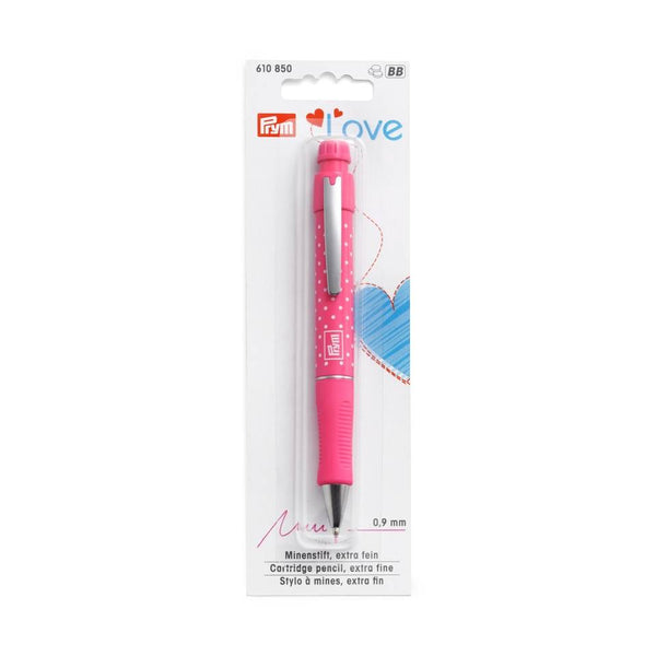 Prym Love: Cartridge Pencil With 2 Cartridges With Integrated Eraser: Pink