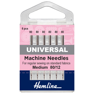 Hemline Sewing Machine Needles: Universal: Medium 80(12): 6 Pieces