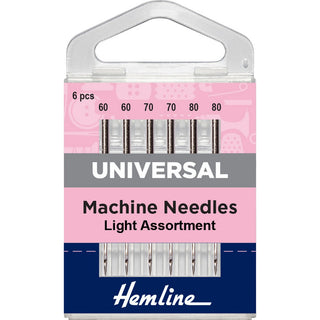 Hemline Sewing Machine Needles: Universal: Mixed Fine: 6 Pieces