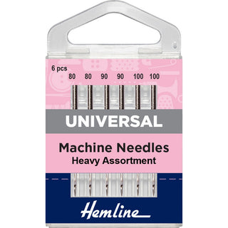 Hemline Sewing Machine Needles: Universal: Heavy Assortment: 6 Pieces