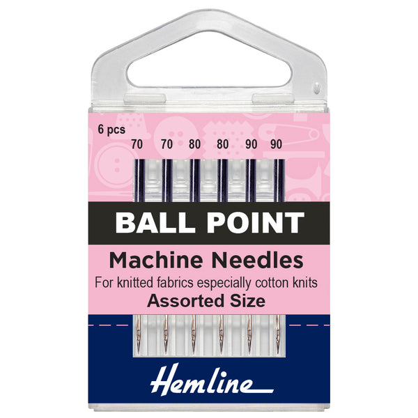 Hemline Sewing Machine Needles: Ball Point: Mixed: 6 Pieces