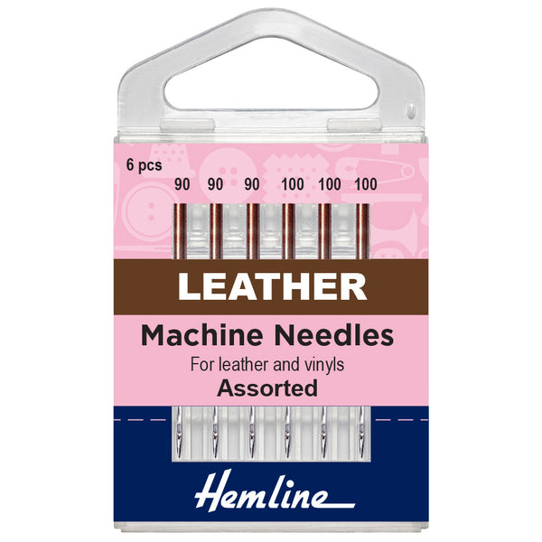 Hemline Sewing Machine Needles: Leather: Mixed: 6 Pieces