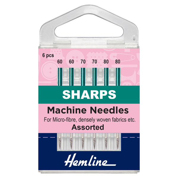 Hemline Sewing Machine Needles: Sharps-Micro: Mixed: 6 Pieces