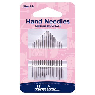 Hemline Hand Sewing Needles: Embroidery/Crewel: 16 Pieces