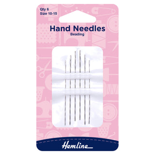 Hemline Hand Sewing Needles: Beading: Size 10-15: 6 Pieces