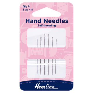 Hemline Hand Sewing Needles: Self-Threading: Size 4-8