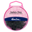 Hemline Safety Pins: Assorted: Black: 50 Pieces