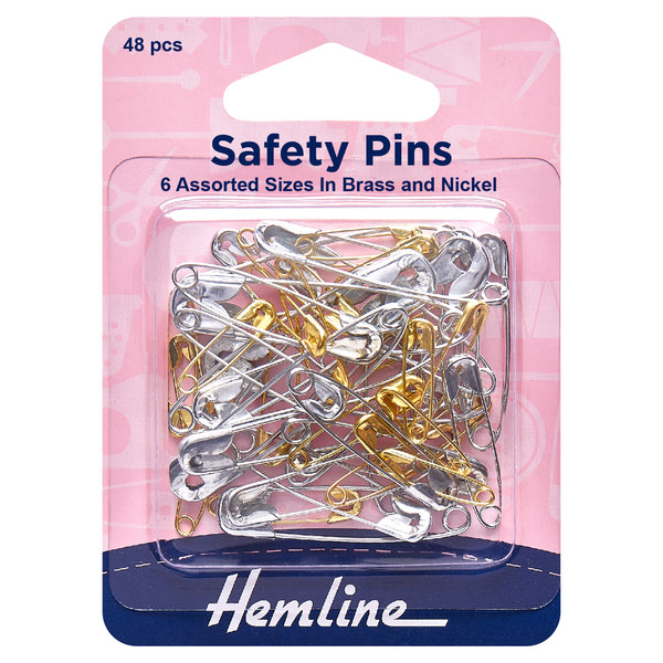 Hemline Safety Pins: Assorted Value Pack: 48 Pieces