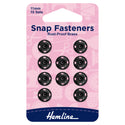 Hemline Snap Fasteners: Sew-on: Black: 11mm: Pack of 10