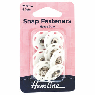 Hemline Snap Fasteners: Sew-on: Plastic: 21.5mm: Pack of 4