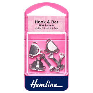 Hemline Hook and Bar: Small: Nickel: Pack of 3