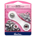 Hemline Eyelets Starter Kit: 8.7mm: Nickel and Silver: (E): 24 Pieces