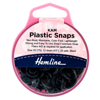 Buy black Hemline KAM Plastic Snaps: 25 x 12.4mm Sets