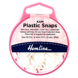 Buy white Hemline KAM Plastic Snaps: 25 x 12.4mm Sets