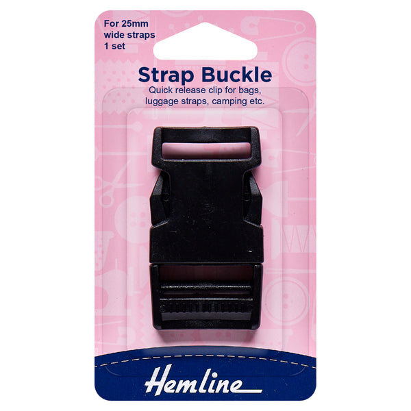 Hemline Strap Buckle: 25mm: Black: 1 Piece