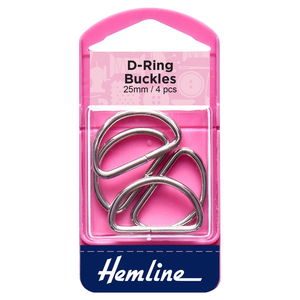 Hemline D Rings: 25mm: Nickel: 4 Pieces