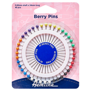 Hemline Pins: Berry: 34mm: Nickel: 40 Pieces