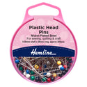Hemline Pins: Plastic Head: 38mm: Nickel: 200 Pieces