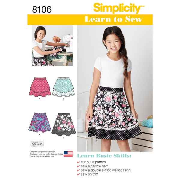 Simplicity Sewing Pattern 8106 Learn To Sew Skirts for Girls and Girls Plus
