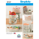 Simplicity Sewing Pattern 8107 Bucket, Basket & Tote Organizers