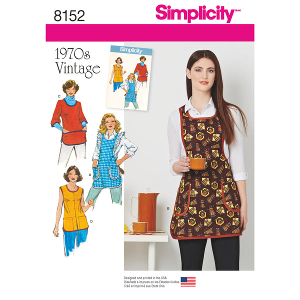 Simplicity Pattern 8152 Misses' Vintage 1970's Aprons