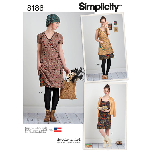 Simplicity Sewing Pattern 8186 Misses' Dottie Angel Frock: Wrap & Slip Dress