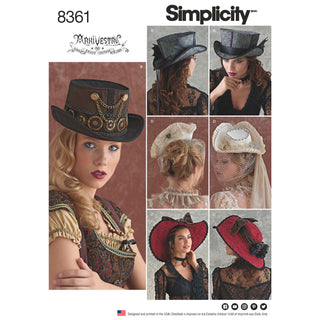Simplicity Pattern 8361 Hats in Three Sizes: S (21"), M (22"), L (23")