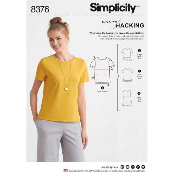 Simplicity Pattern 8376 Misses' Knit Top with Multiple Pieces for Design Hacking