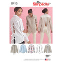 Simplicity Sewing Pattern 8416 Misses' Shirt with Back Variations