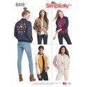 Simplicity Sewing Pattern 8418 Misses' Lined Bomber Jacket with Fabric & Trim Variations