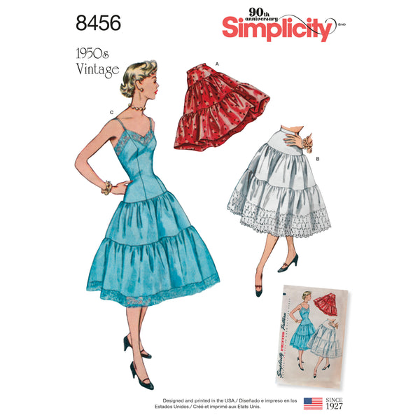 Simplicity Sewing Pattern 8456 Misses' Vintage Petticoat and Slip