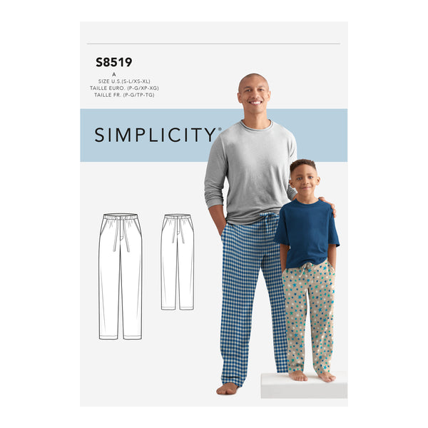 Simplicity Sewing Pattern 8519 Boys' & Men's Slim Fit Lounge Pants