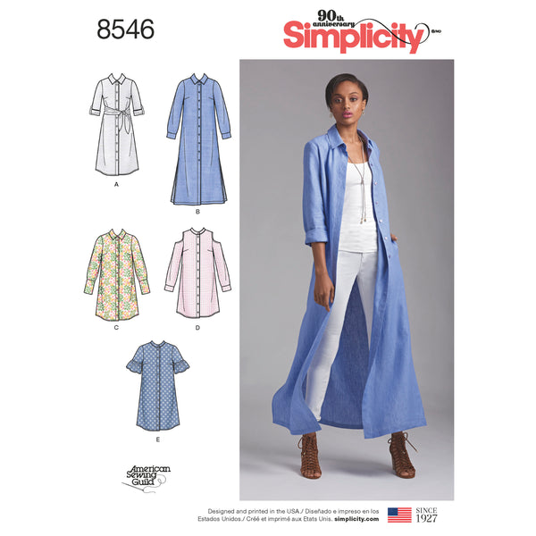 Simplicity Pattern 8546 Misses' and Miss Petite Shirt Dresses