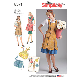 Simplicity Pattern 8571 Misses' Vintage Aprons