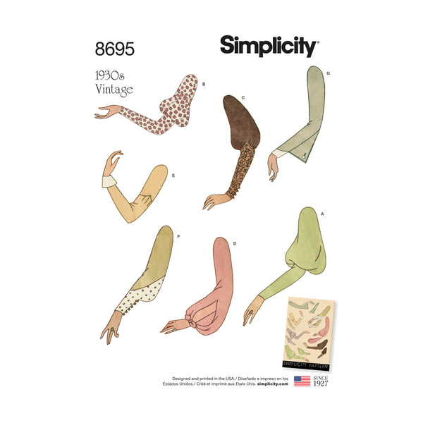Simplicity Sewing Pattern 8695 Misses' Vintage Set of Sleeves