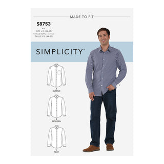 Simplicity Sewing Pattern 8753 Men's Classic, Modern and Slim-Fit Shirt