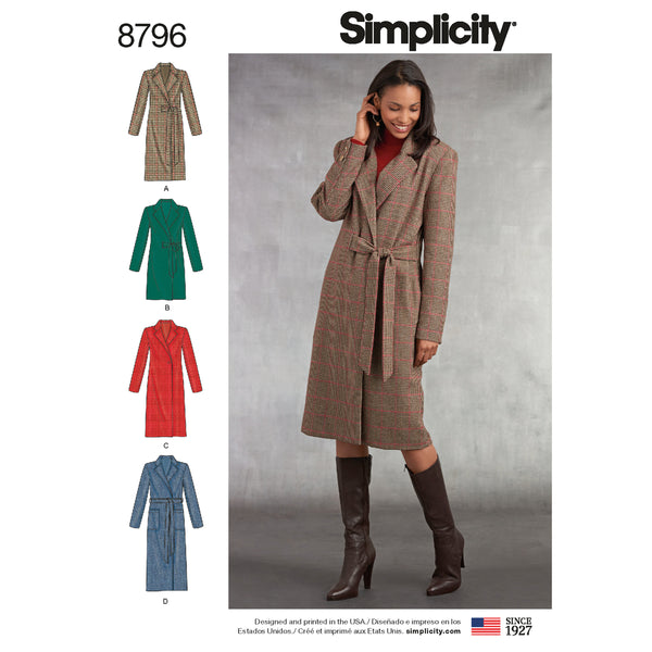 Simplicity Sewing Pattern 8796 Misses/ Petite Lined Coat