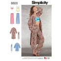 Pattern 8800 Misses' Pyjamas with Robe, Trousers, Top and Bralette