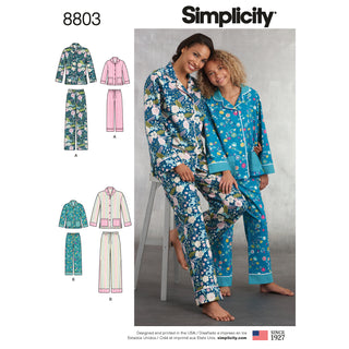 Simplicity Sewing Pattern 8803 Girls and Misses Set of Lounge Trousers and Shirt