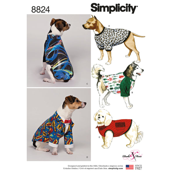 Pattern 8824 Dog Coats in Three Sizes