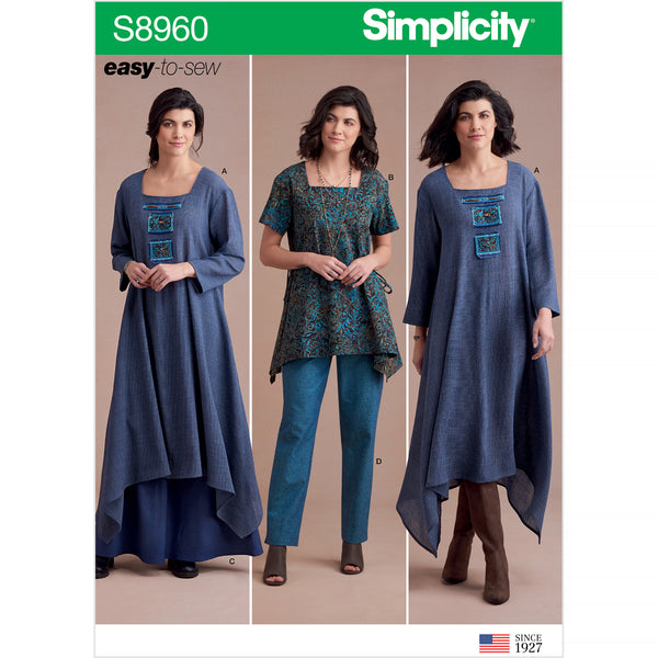 Simplicity Sewing Pattern S8960 Misses' Dress Or Tunic, Skirt and Trousers