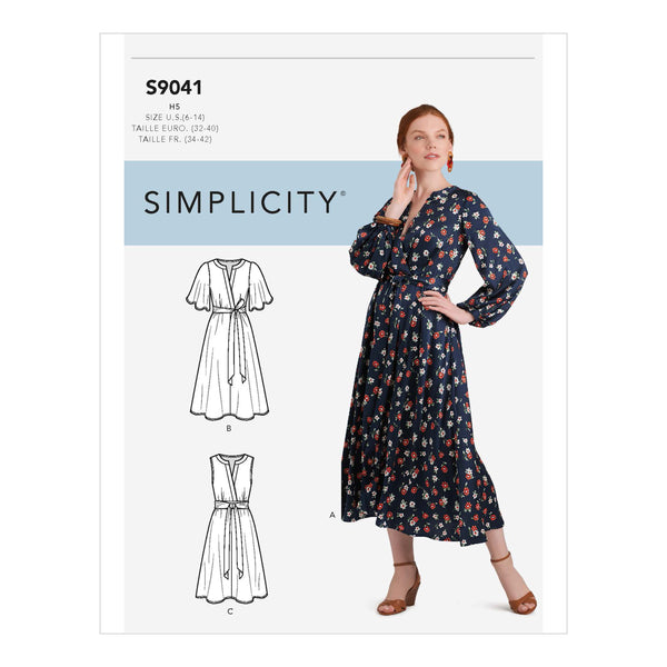 Simplicity Sewing Pattern S9041 Misses' Front Tie Dress In Three Lengths