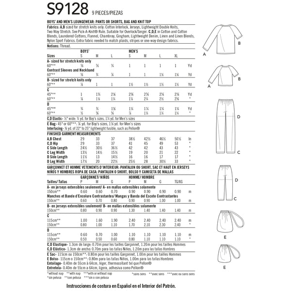 Simplicity Sewing Pattern S9128 Men's & Boys Sleepwear