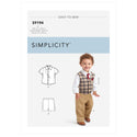 Simplicity Sewing Pattern S9194 Infants' Waistcoat, Shirt, Shorts, trousers, Tie and Pocket Square