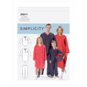 Simplicity Sewing Pattern S9211 Misses'/Men's/Boys'/Girls' Patch Pocket Top, Nightshirt and Trousers