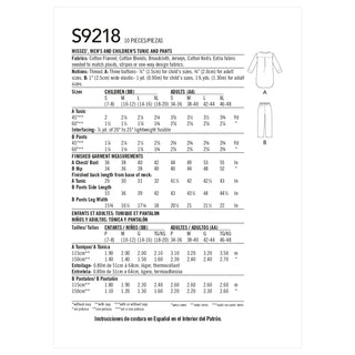 Simplicity Sewing Pattern S9218 Misses', Men's and Children's Tunic and Trousers