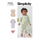 Simplicity Sewing Pattern S9282 Babies' Dress, Romper and Nappy Cover-up.