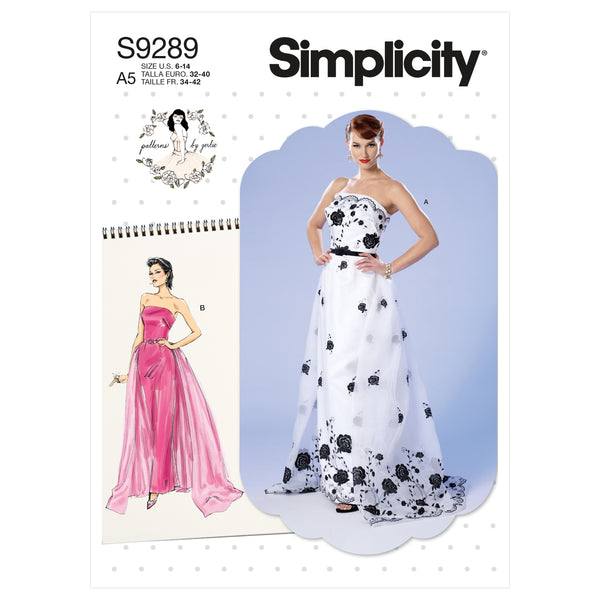 Simplicity Sewing Pattern S9289 Misses' Strapless Dress, Detachable Train & Belt