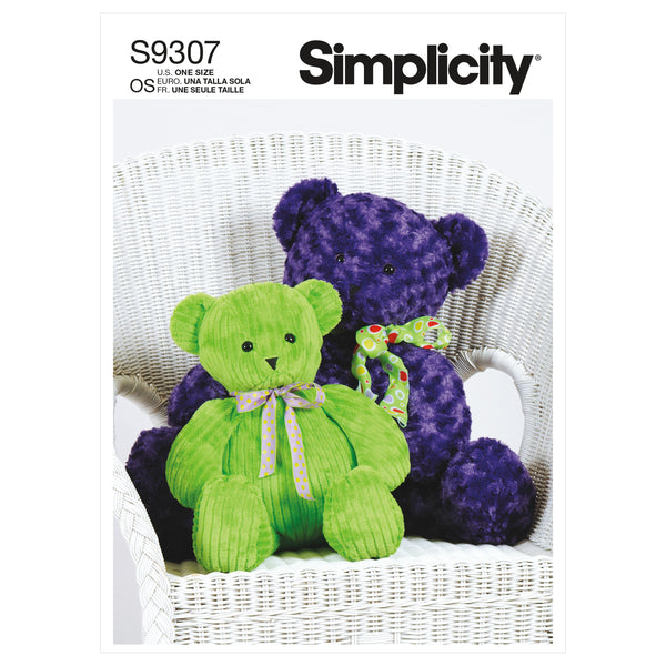 Simplicity Sewing Pattern S9307 Plush Bears in Two Sizes