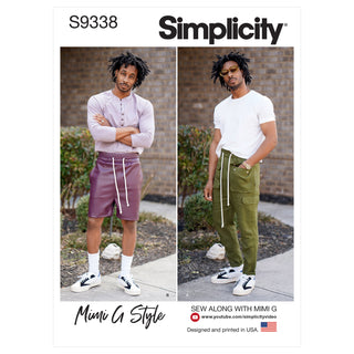 Simplicity Sewing Pattern S9338 Men's Pull-On Trousers or Shorts